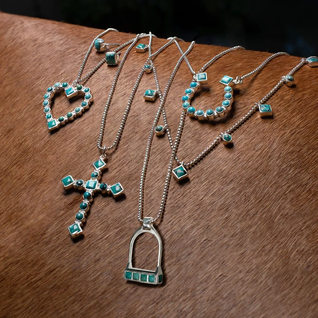 Keepsake - Turquoise and 14K Gold Vermeil Horseshoe Charm Necklace