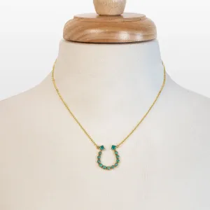 Keepsake - Turquoise and 14K Gold Vermeil Horseshoe Charm Necklace