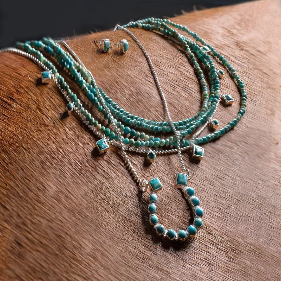 Keepsake - Turquoise and 14K Gold Vermeil Horseshoe Charm Necklace