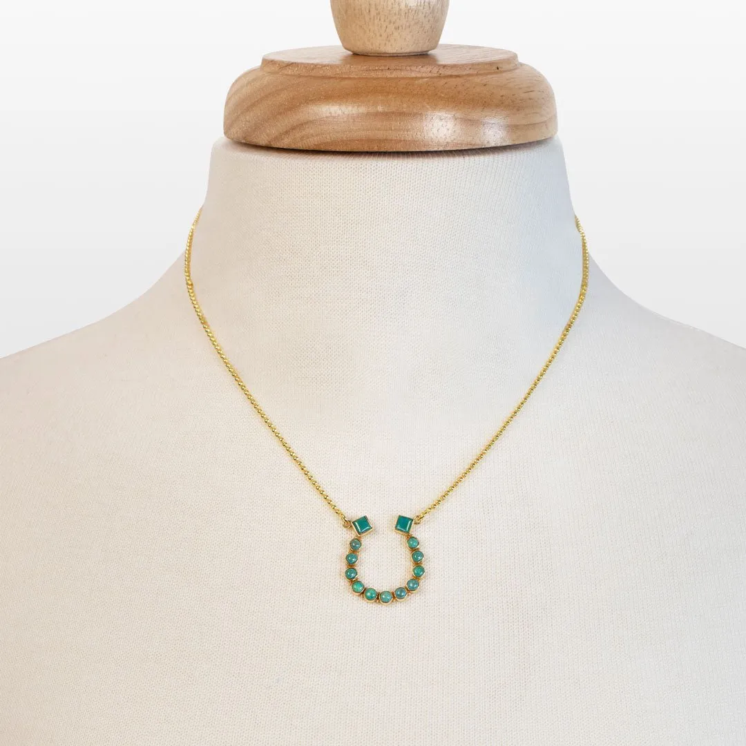 Keepsake - Turquoise and 14K Gold Vermeil Horseshoe Charm Necklace