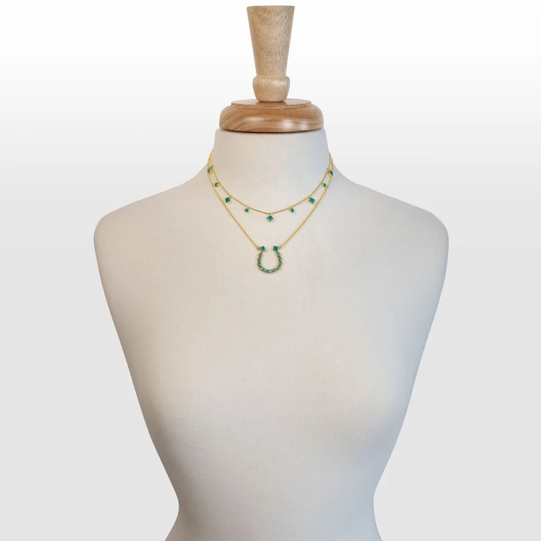 Keepsake - Turquoise and 14K Gold Vermeil Horseshoe Charm Necklace