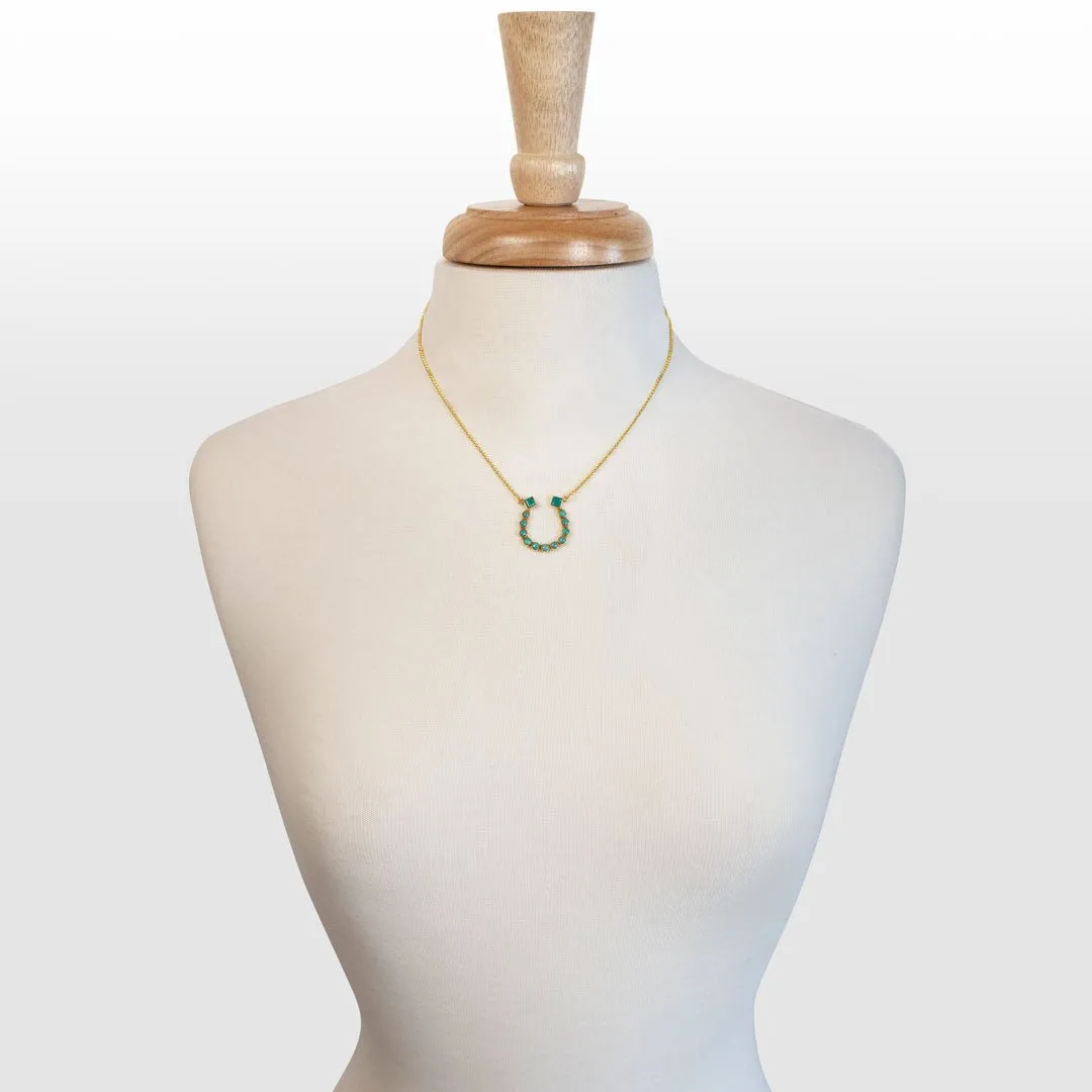 Keepsake - Turquoise and 14K Gold Vermeil Horseshoe Charm Necklace