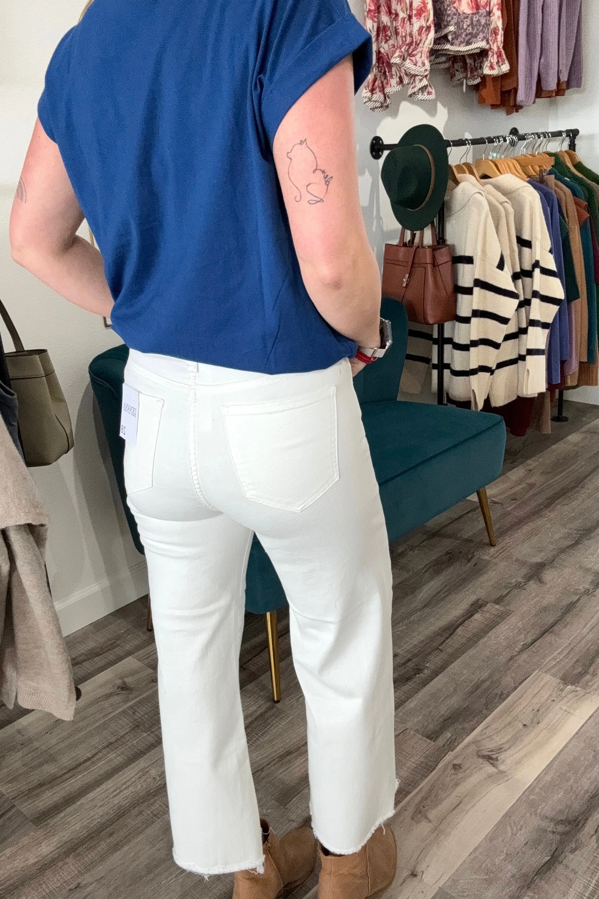 Keisha High Rise Crop White Denim