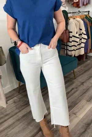 Keisha High Rise Crop White Denim