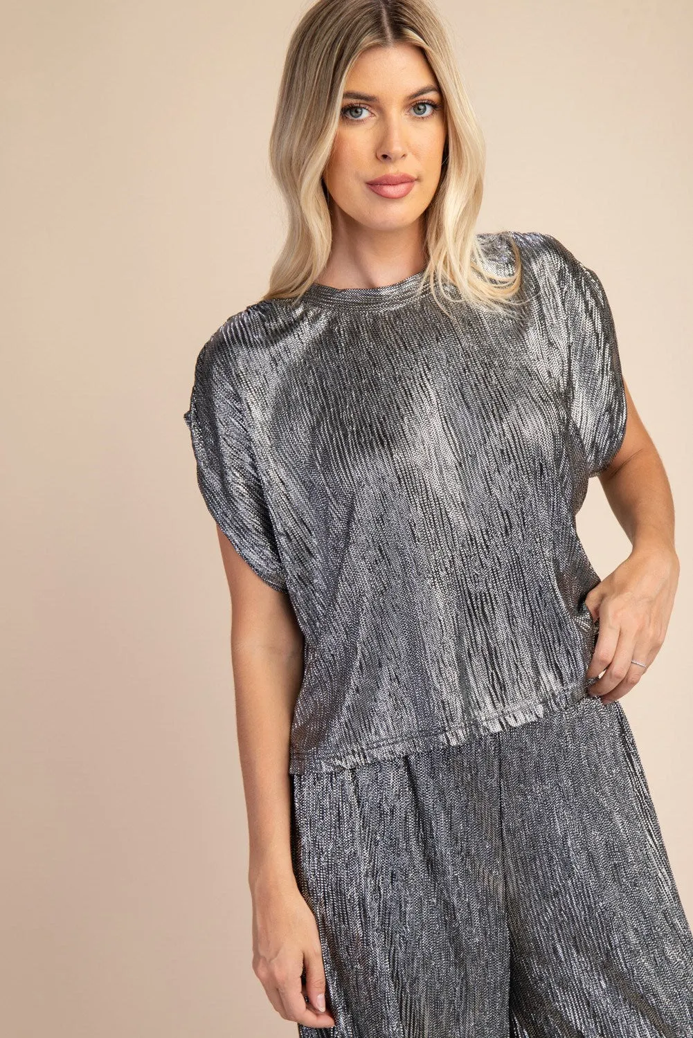 Kingston Round Neck Lurex Top - Black