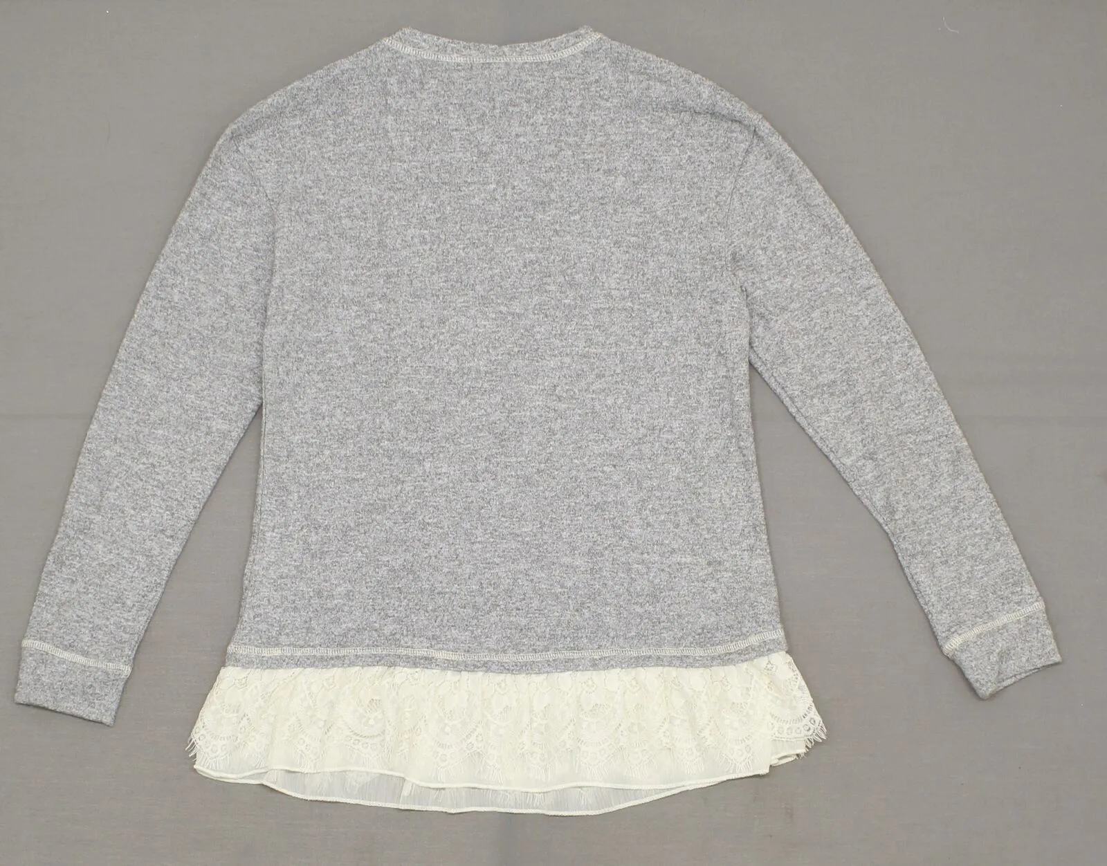 Knox Rose Women's Long Sleeve Lace Twofer Sweatshirt