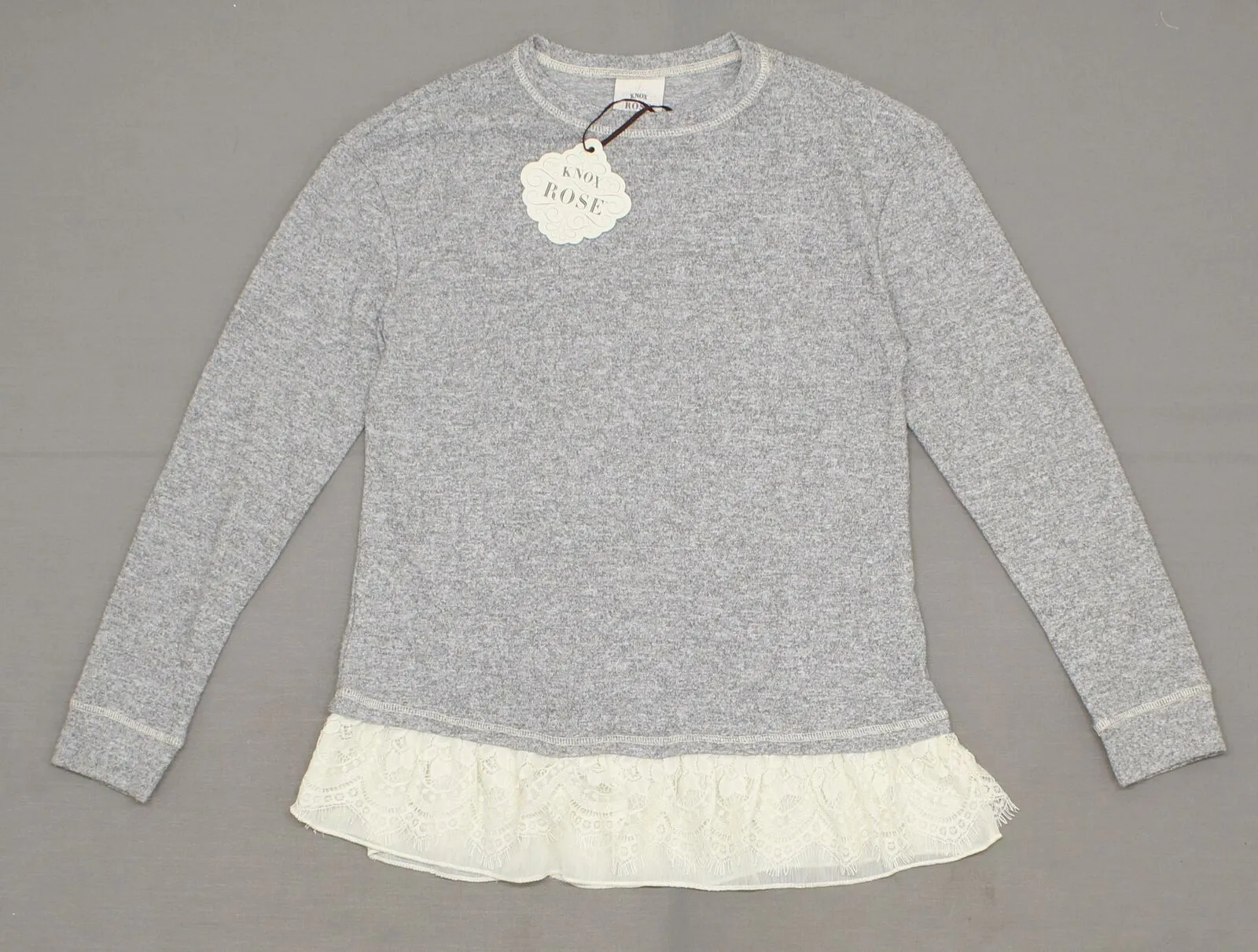 Knox Rose Women's Long Sleeve Lace Twofer Sweatshirt