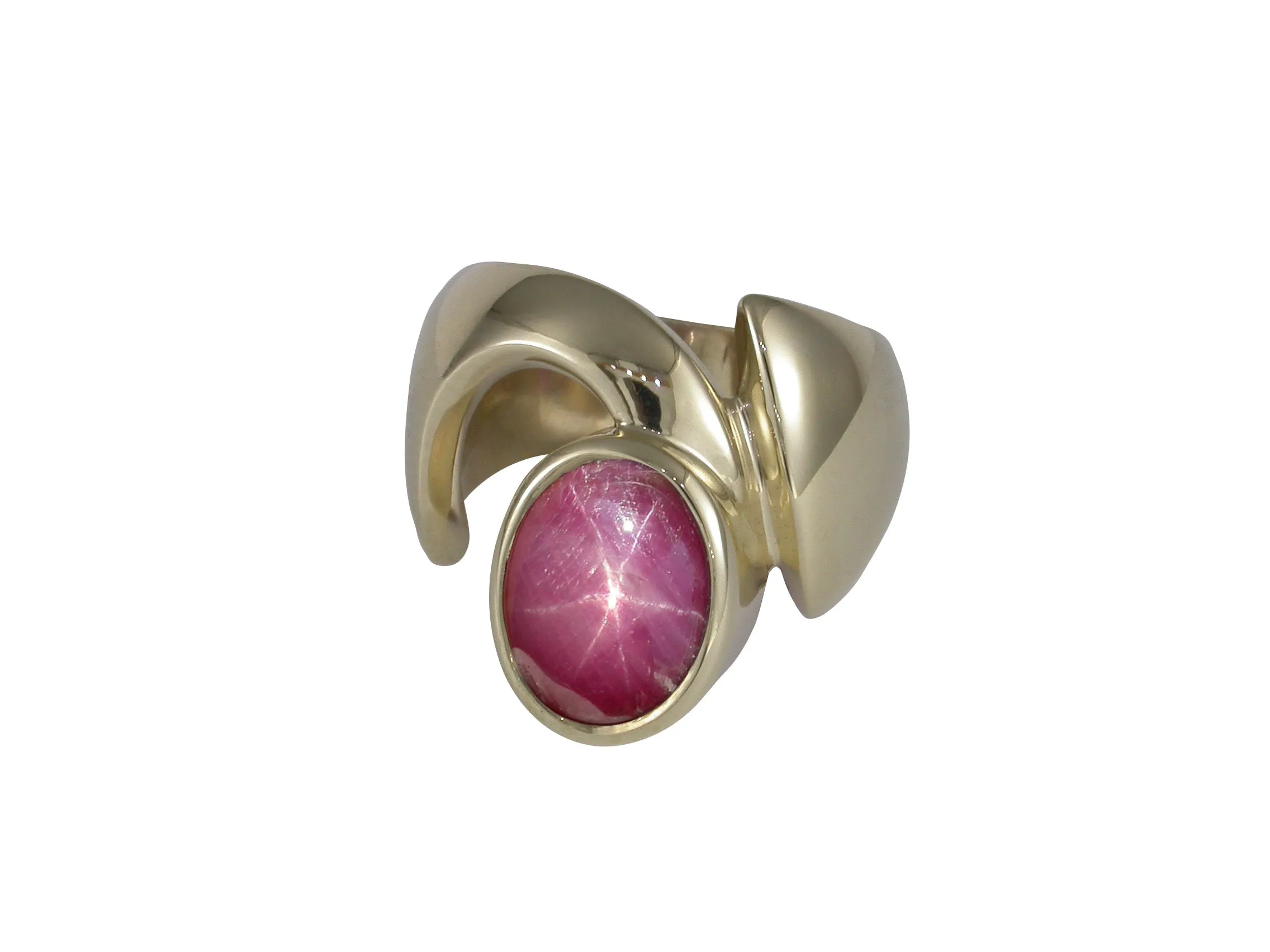 Lab Grown Star Ruby, Yellow Gold