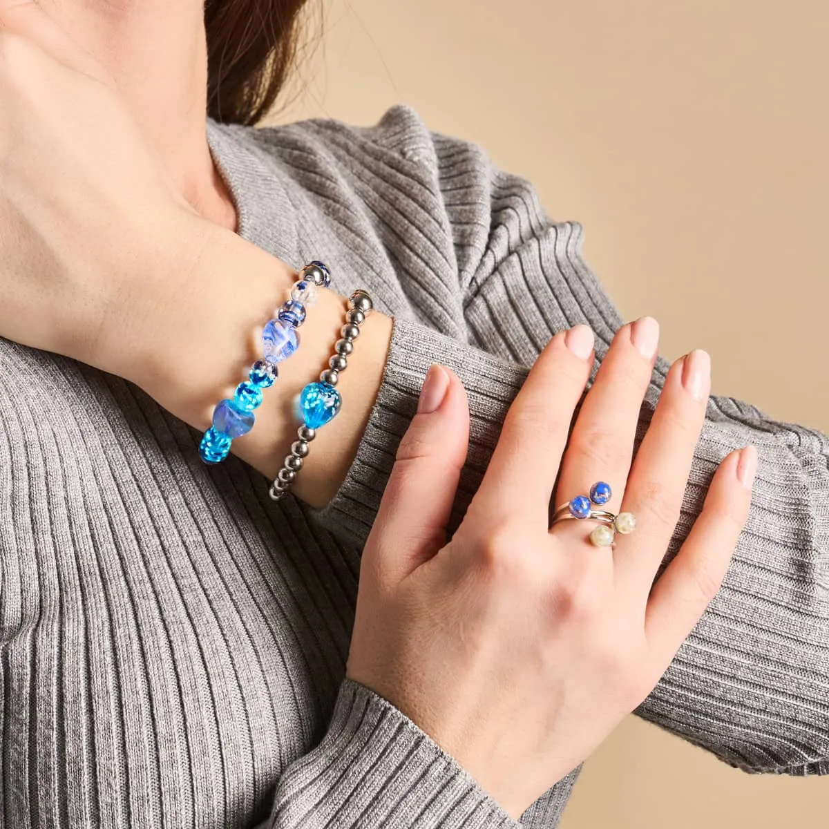 Lapis Flame | Firefly Glass x Murano Glass Hearts Bracelet