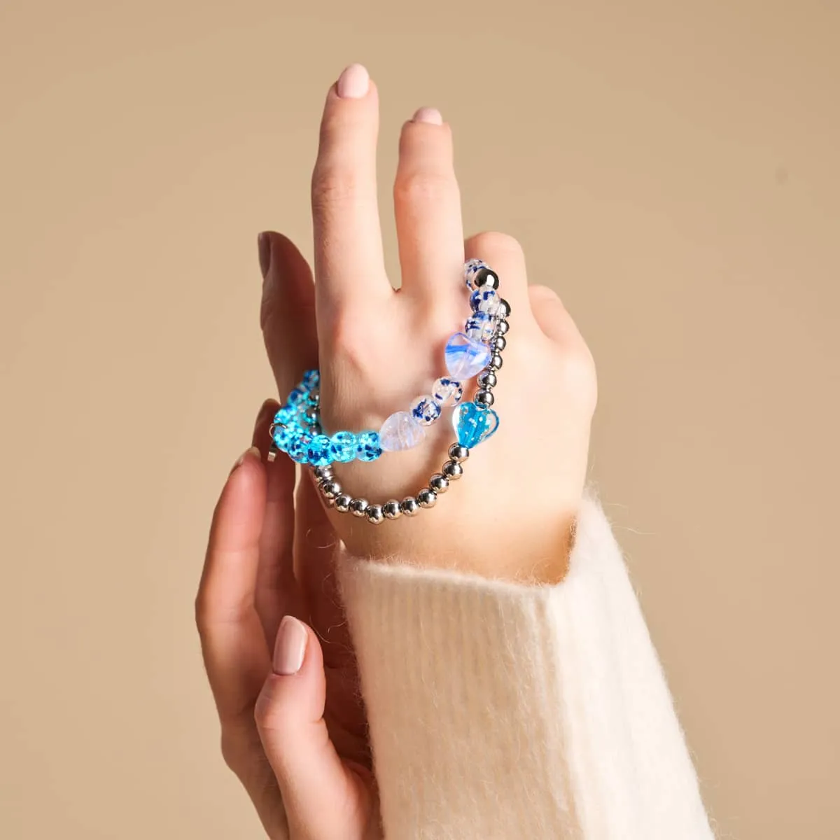 Lapis Flame | Firefly Glass x Murano Glass Hearts Bracelet