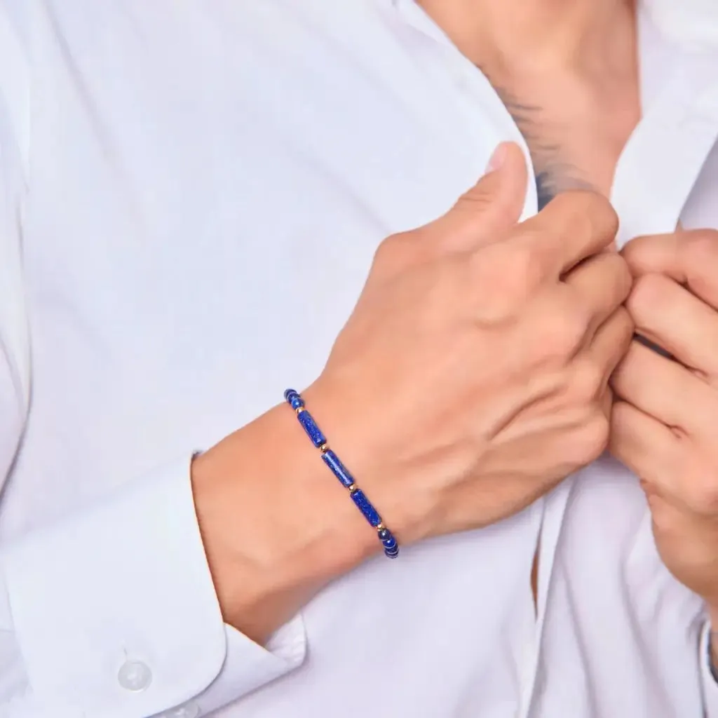 Lapis Lazuli & 14K Gold Bead Bracelet