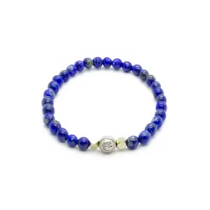 Lapis Lazuli Wristband with Hematite & Solid Silver | 6MM