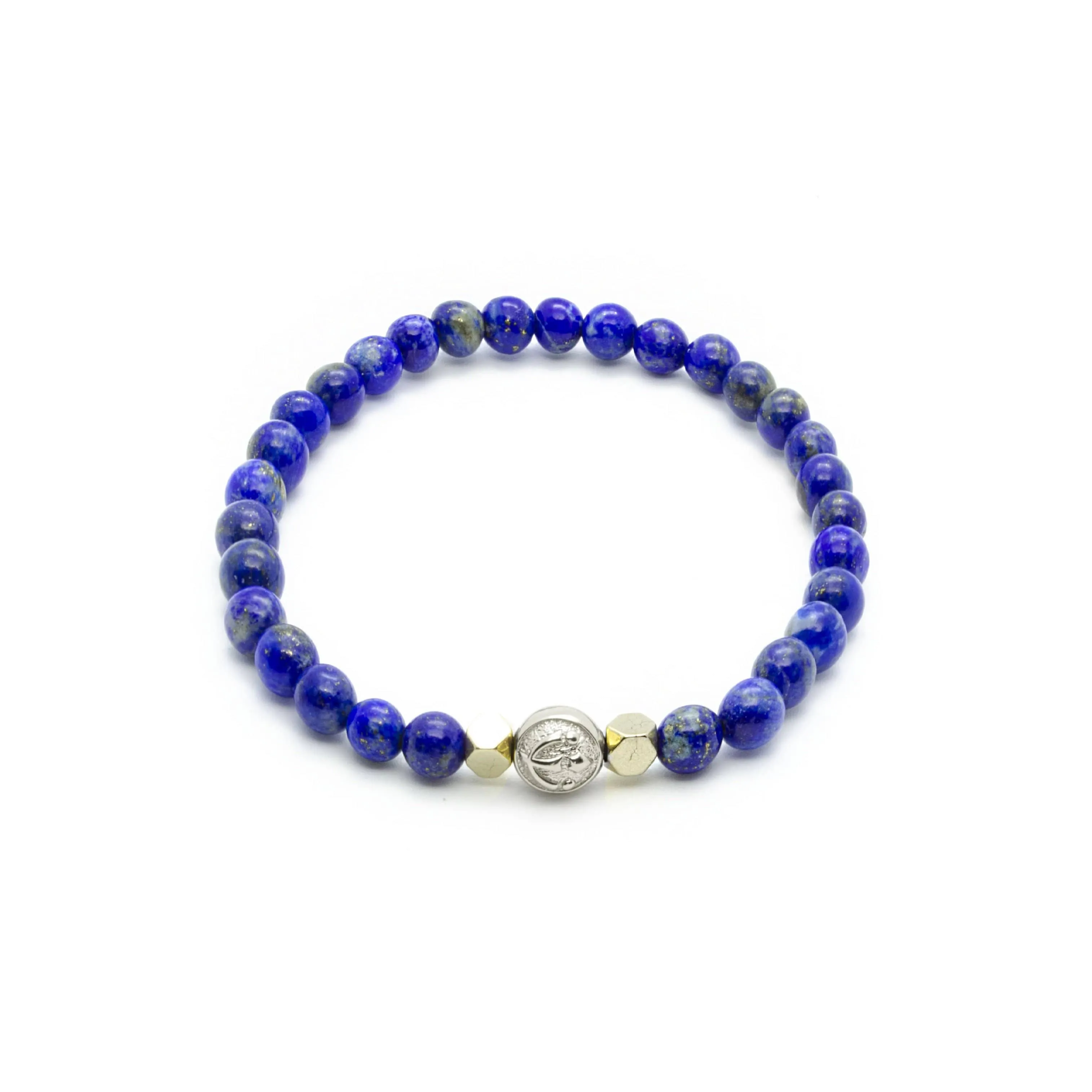 Lapis Lazuli Wristband with Hematite & Solid Silver | 6MM