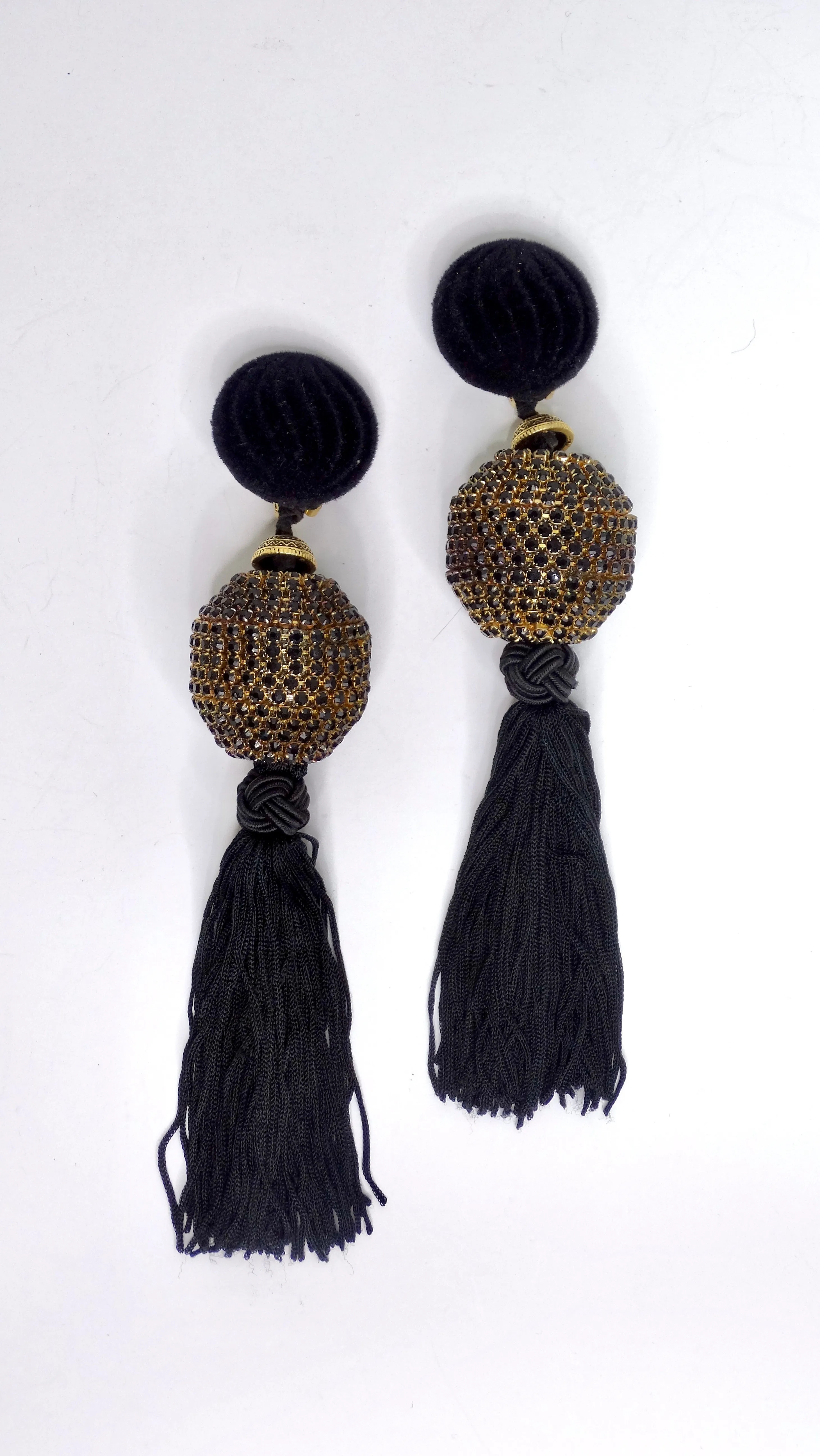Lawrence Vrba Black Fringe Statement Earrings