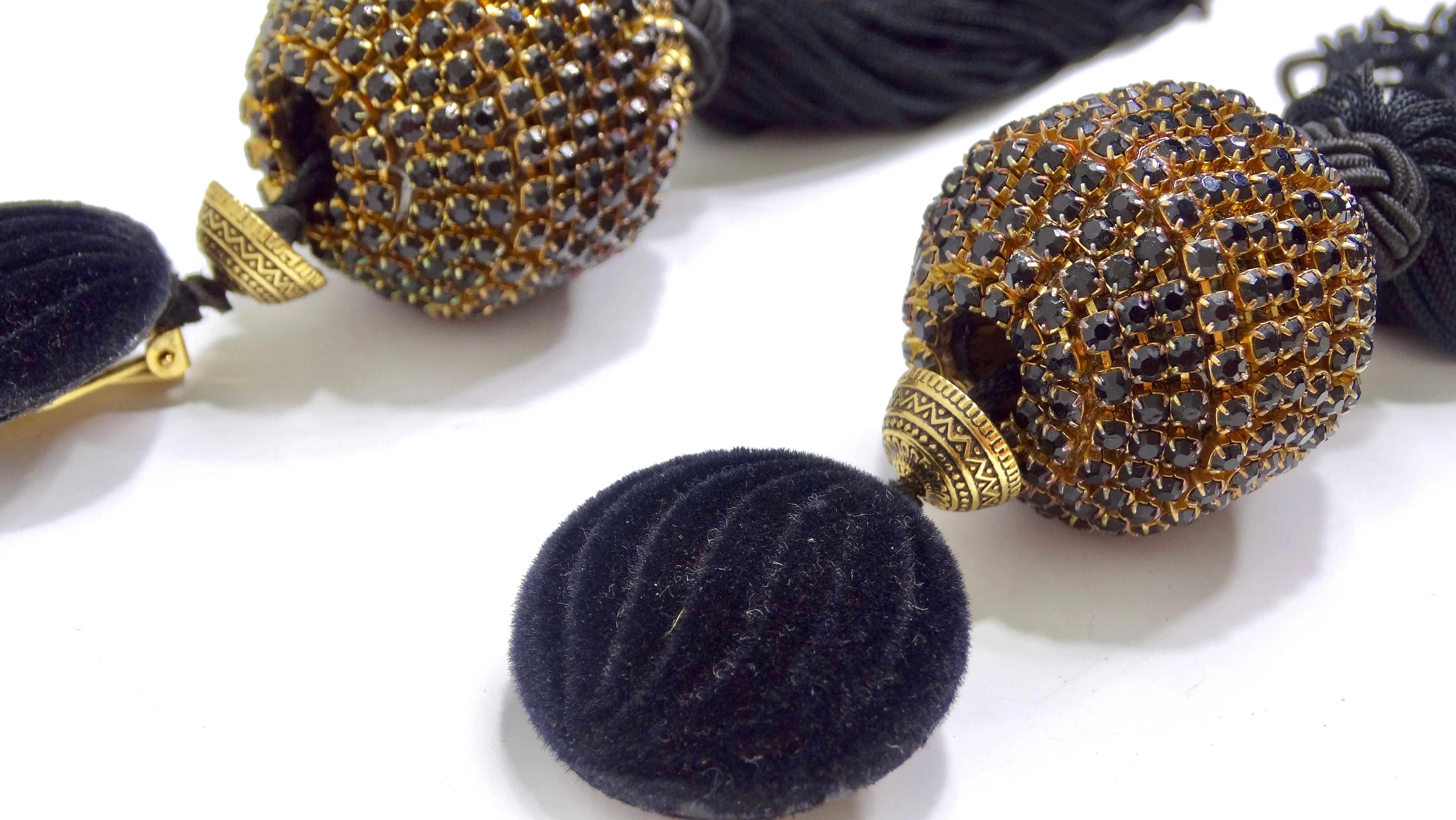 Lawrence Vrba Black Fringe Statement Earrings