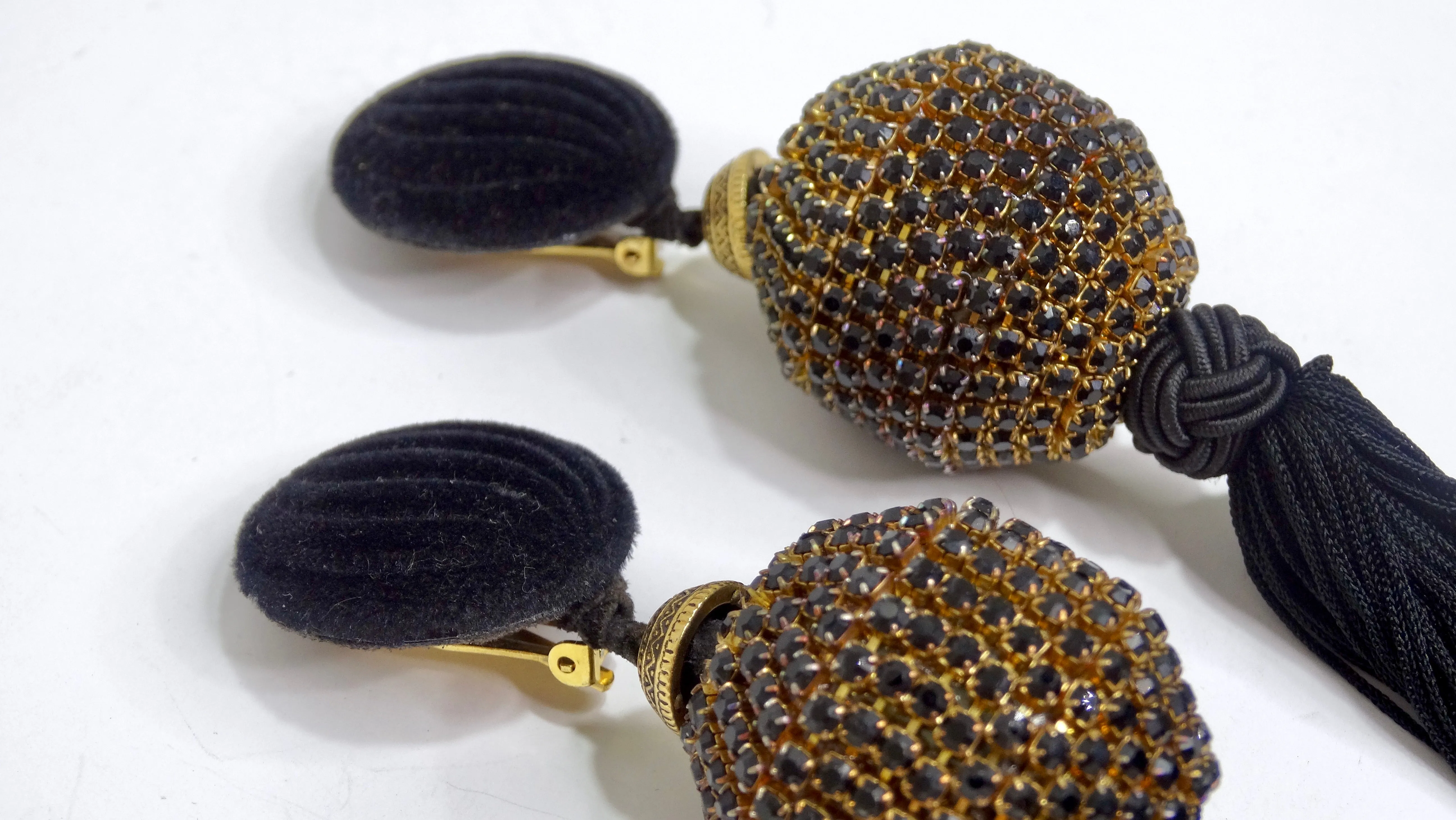 Lawrence Vrba Black Fringe Statement Earrings