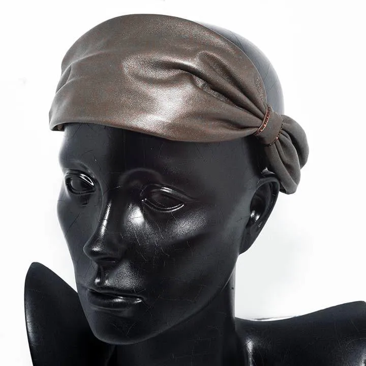 Leather Lambskin Brown Turban Headband
