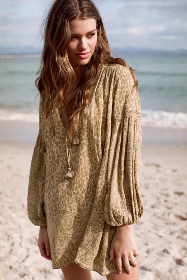 Leopard Print V-collar Chiffon Dress