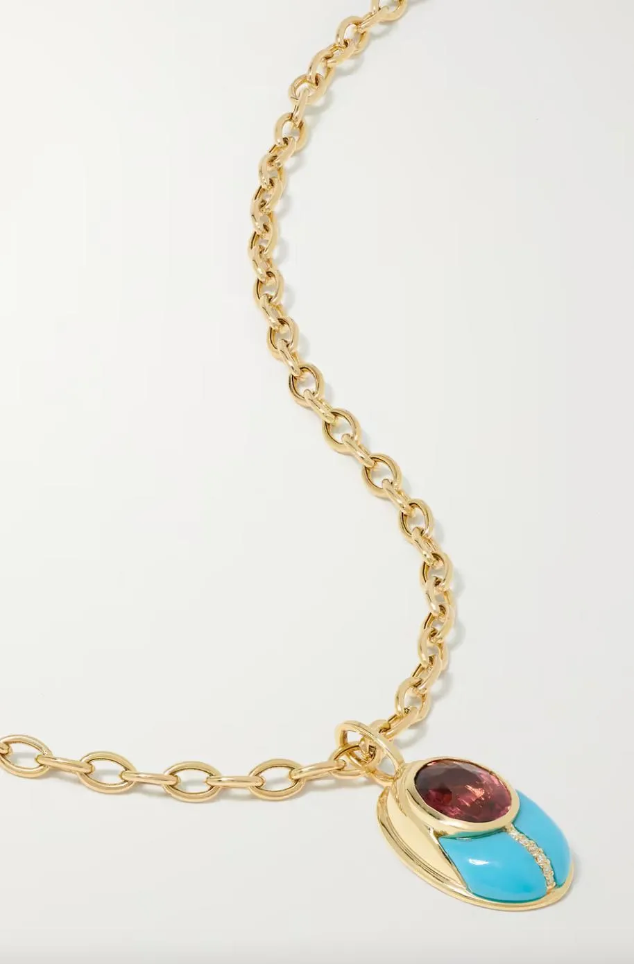 Love Bug Pendant Necklace - Turquoise and Tourmaline