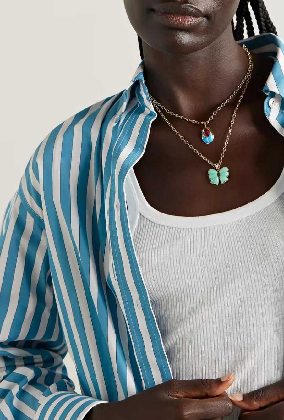 Love Bug Pendant Necklace - Turquoise and Tourmaline