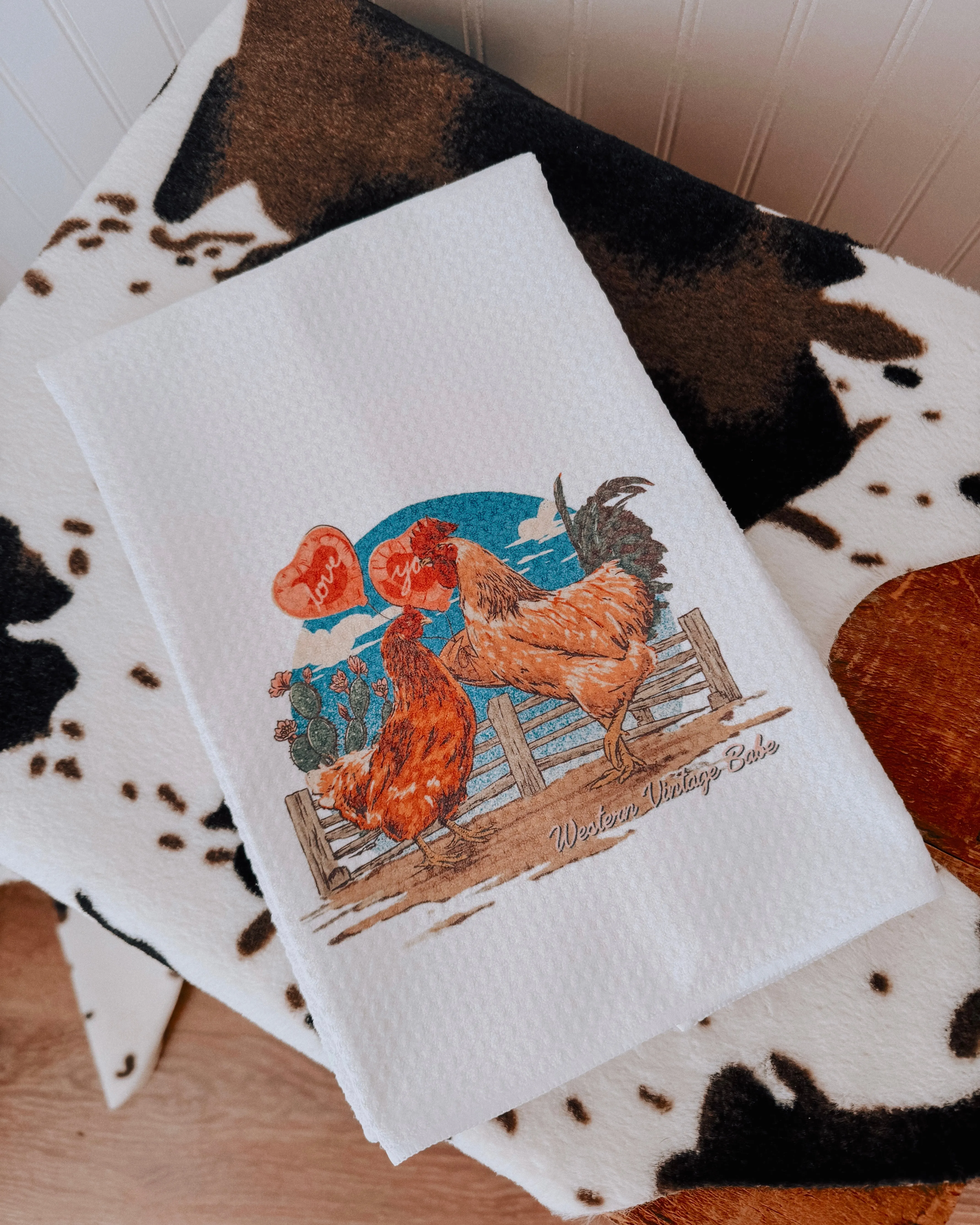 Love You Chicks Tea Towel