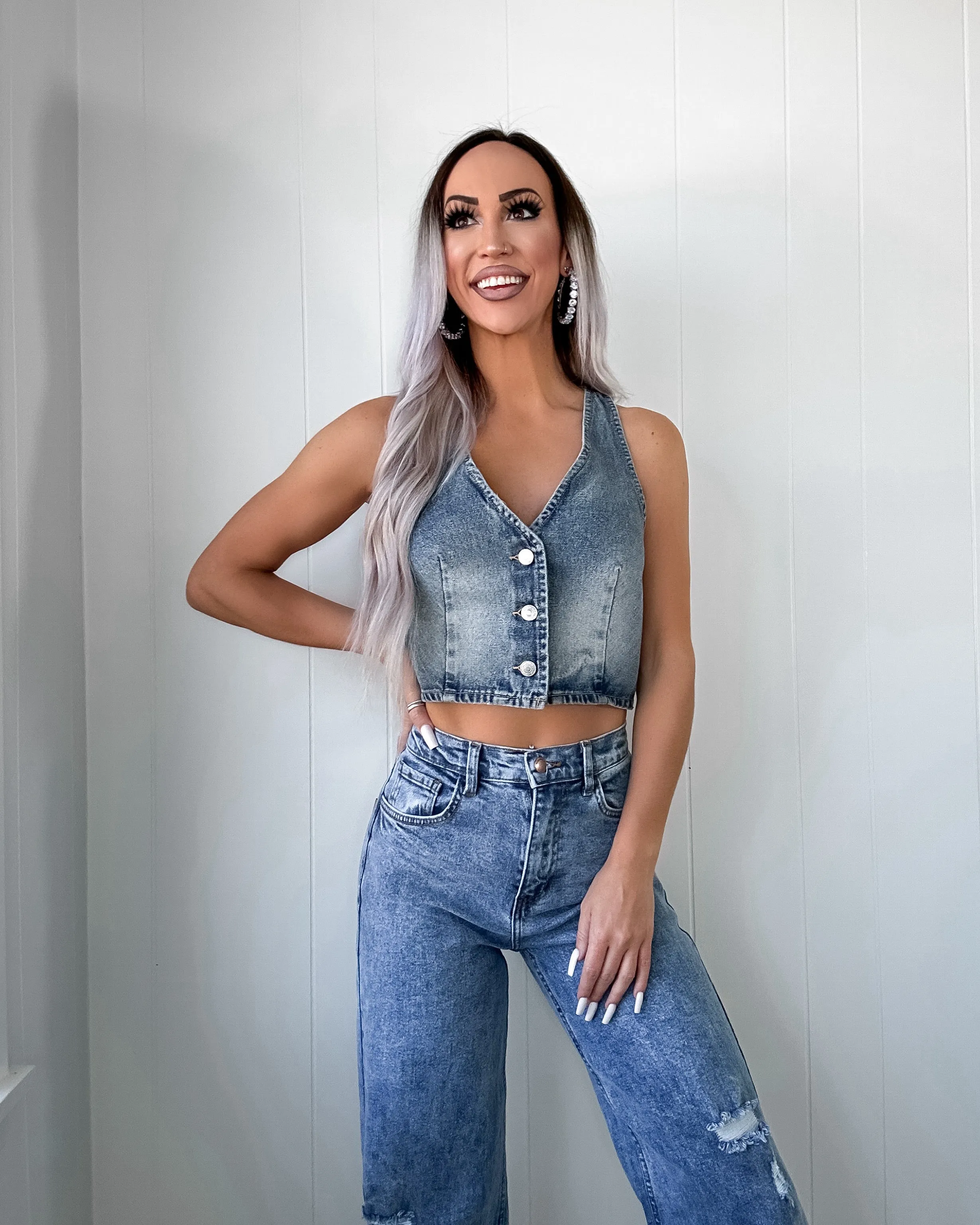 Made It Open Back Vest - Denim