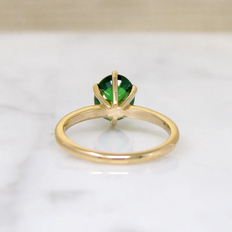 Magnificent Buff Top Tsavorite Garnet in 18k Solitaire Ring