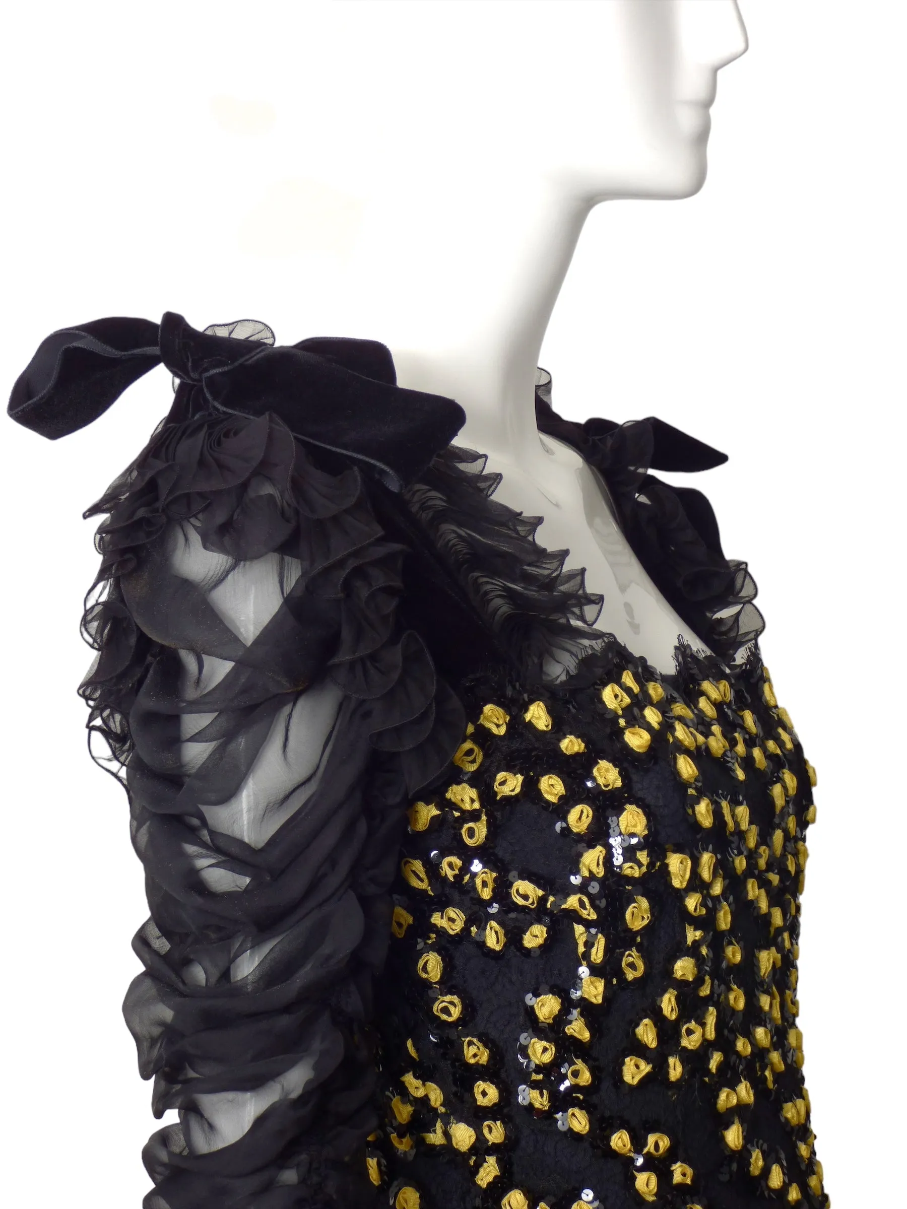 MARINELLI- 1980s Lace & Chiffon Cocktail Dress, Size 8