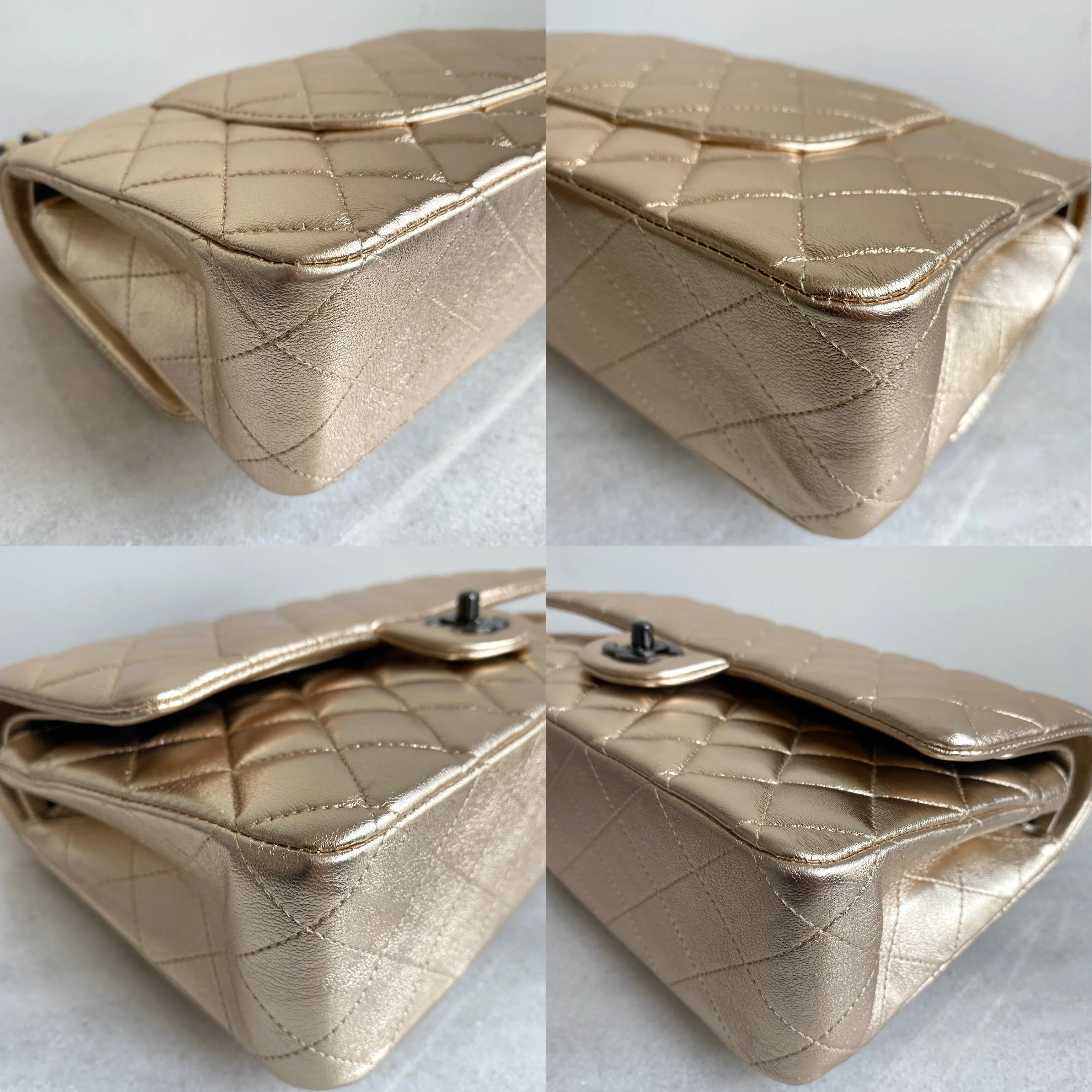 Medium Classic Double Flap Bag in 21S Metallic Gold Lambskin