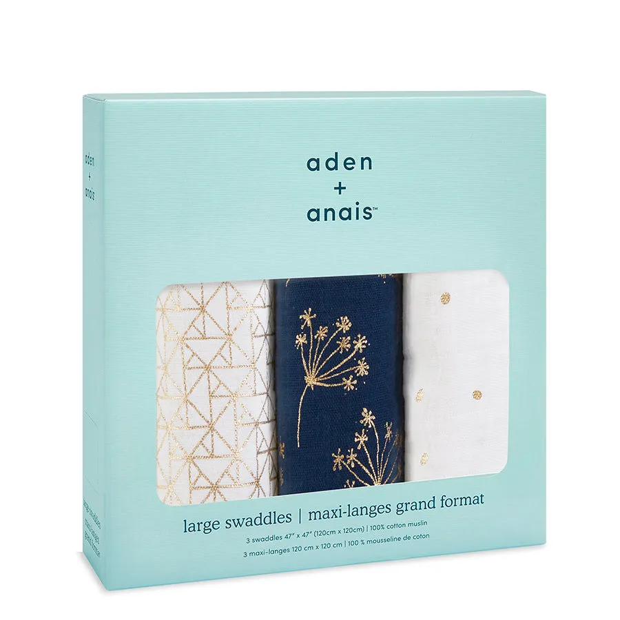 Metallic Gold Deco 3 pack Classic Swaddles