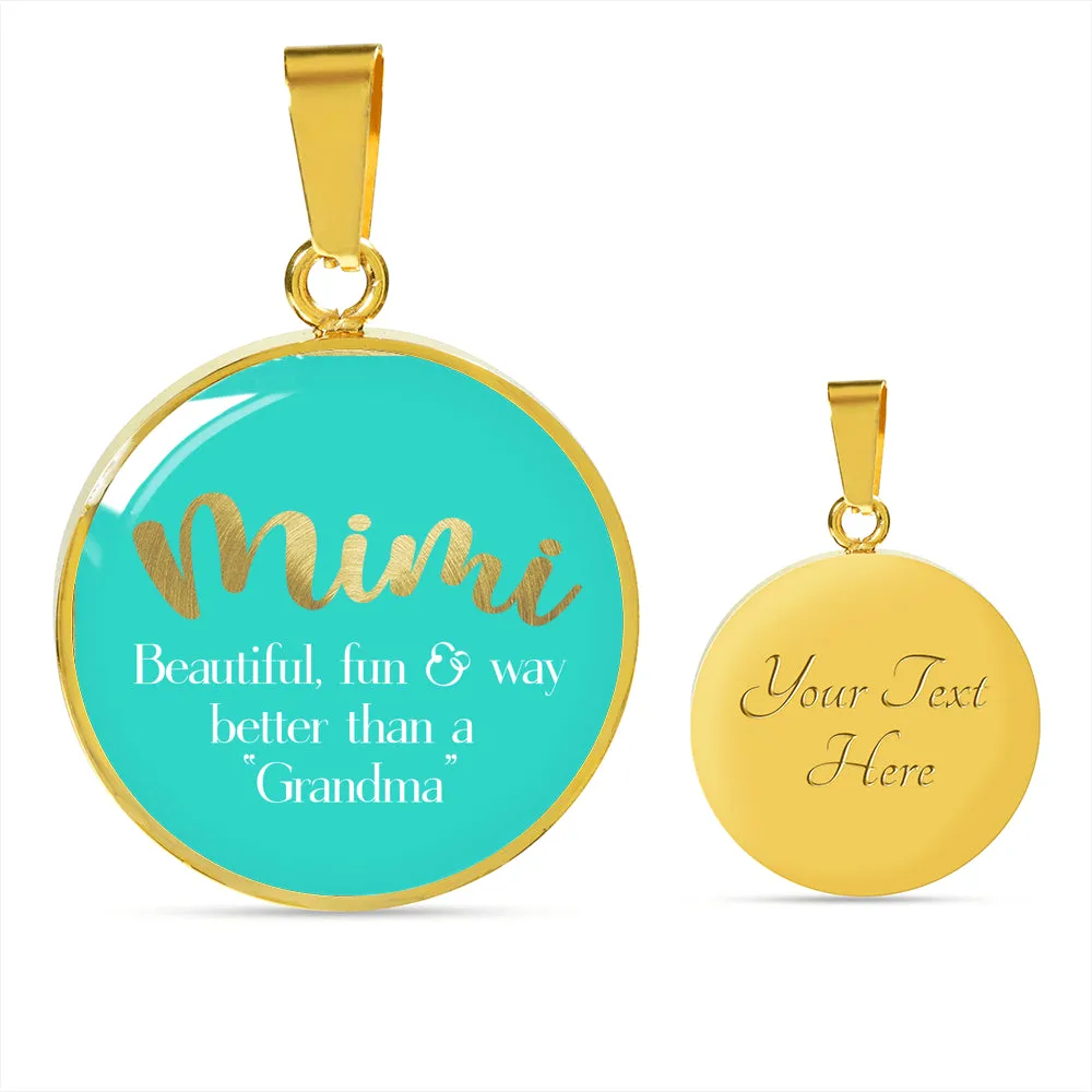 Mimi Turquoise Pendant Necklace Circle Pendant With Chain and Gift Box