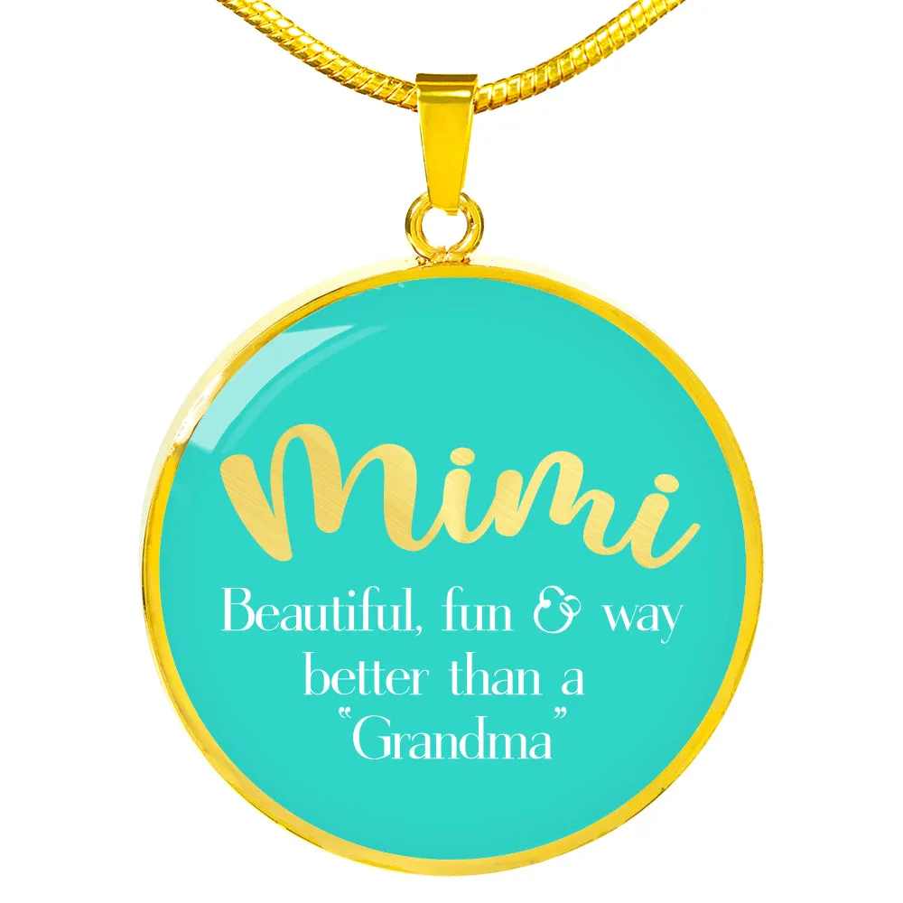 Mimi Turquoise Pendant Necklace Circle Pendant With Chain and Gift Box