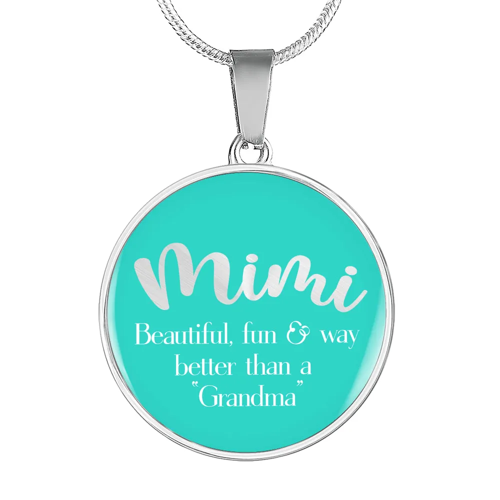 Mimi Turquoise Pendant Necklace Circle Pendant With Chain and Gift Box