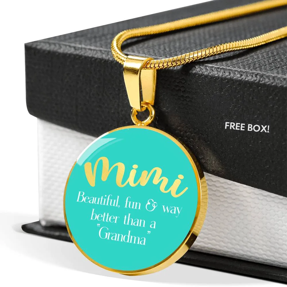 Mimi Turquoise Pendant Necklace Circle Pendant With Chain and Gift Box