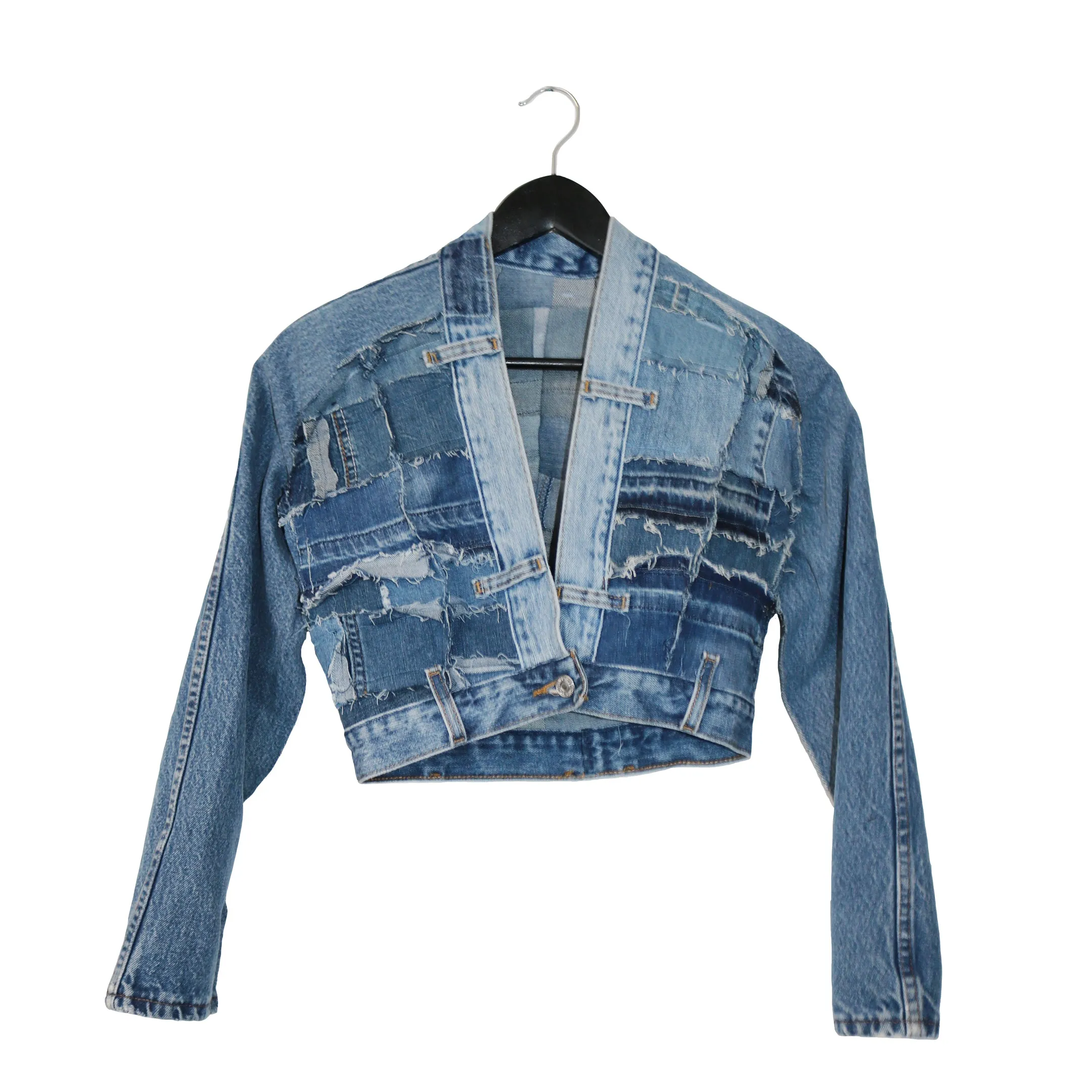 Montauk - Upcycled Denim Long Sleeve Crop Top