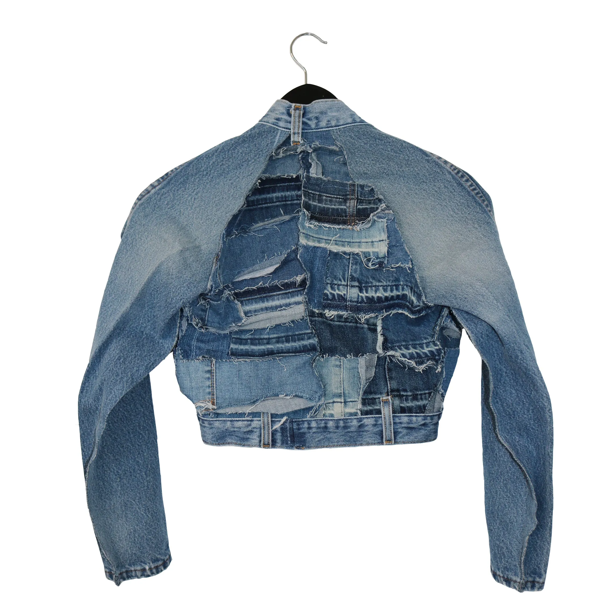 Montauk - Upcycled Denim Long Sleeve Crop Top