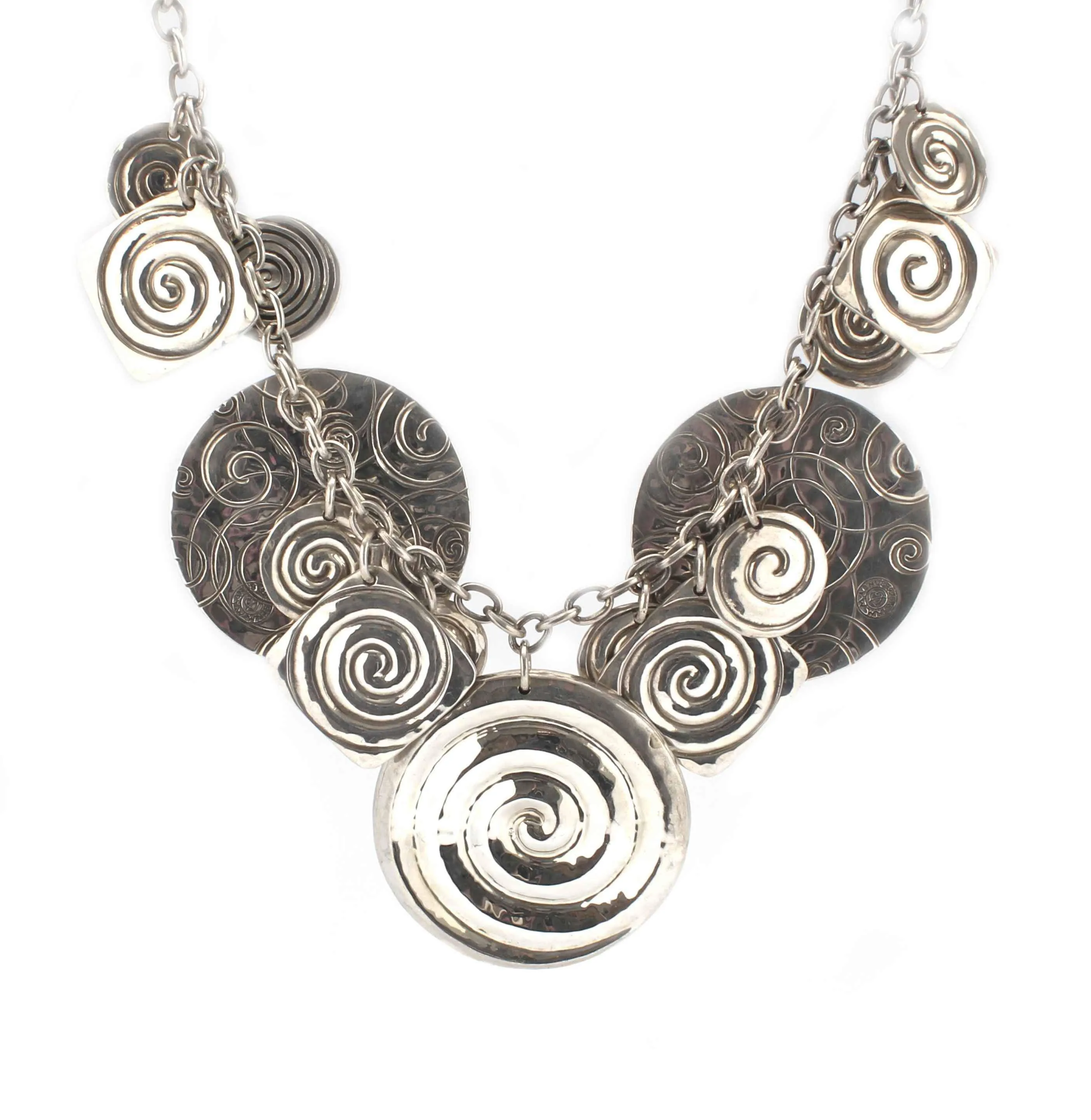 Multi-Disk Silver Necklace