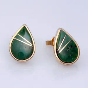 Natural Turquoise 14kt Gold Inlay Earrings