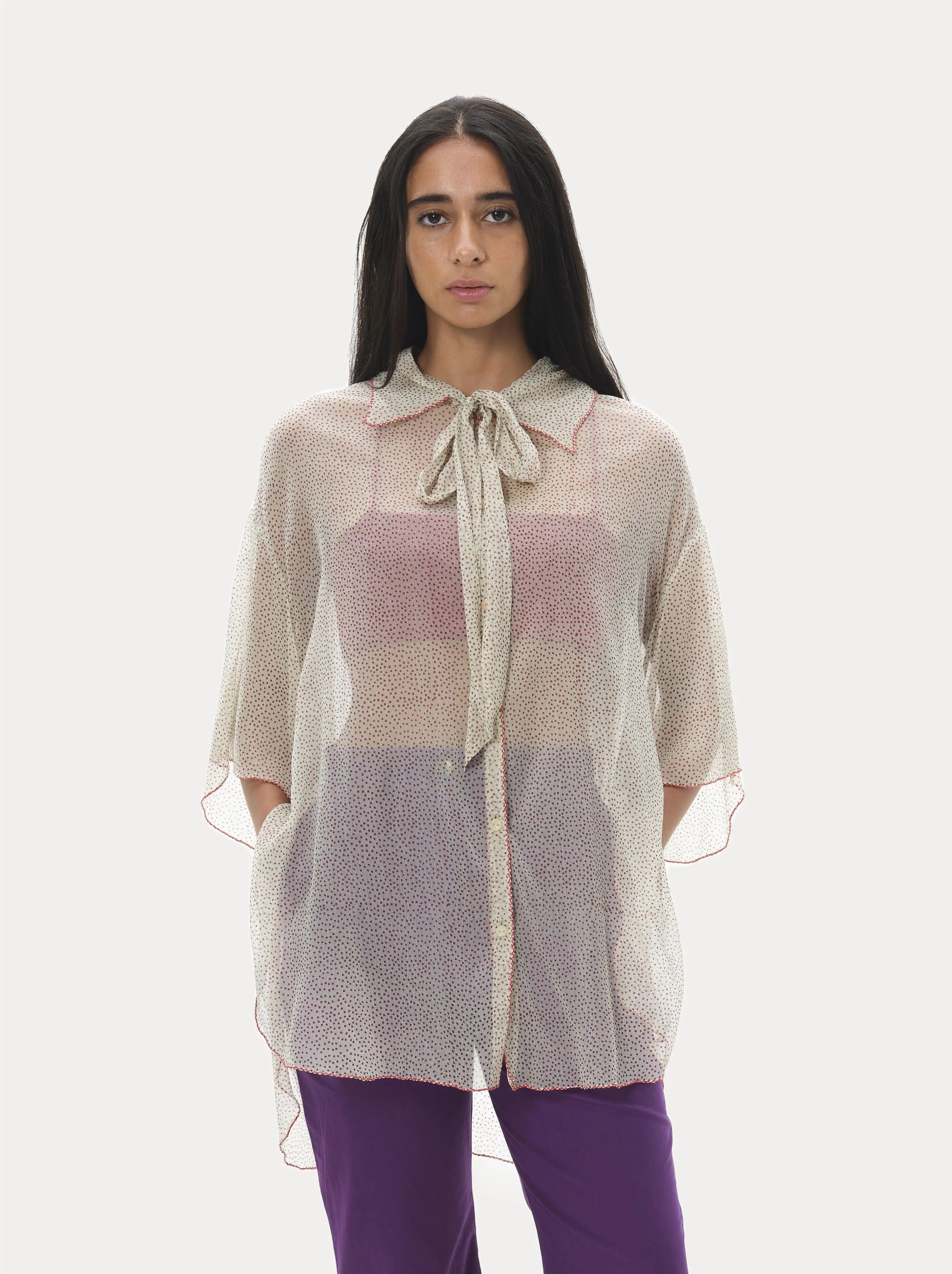 Naushad Ali   I   Summer shirtPolka dots Signature Spring Summer 2025 Mint Cotton chiffon   Cotton crepe NA SS24 W23T