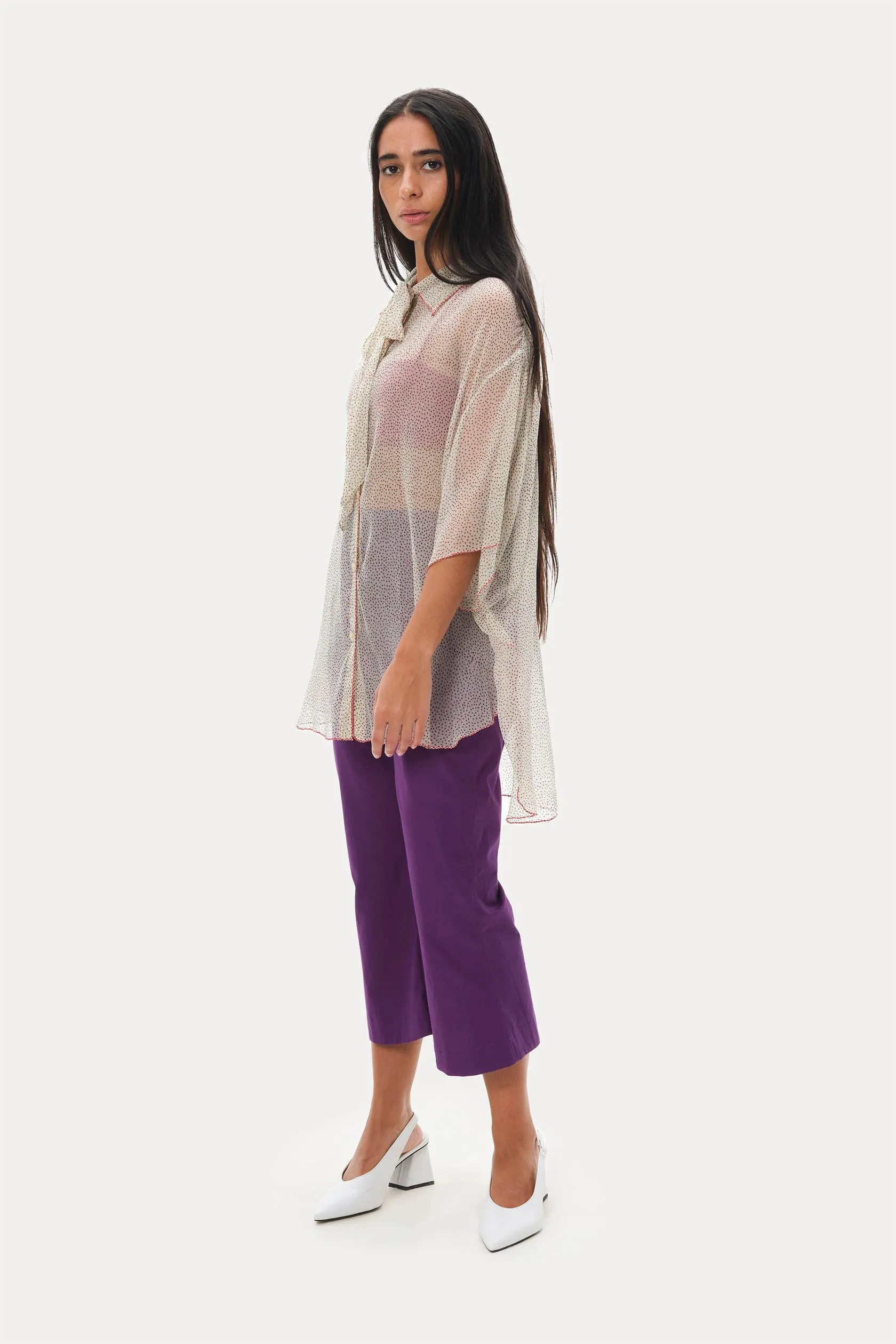 Naushad Ali   I   Summer shirtPolka dots Signature Spring Summer 2025 Mint Cotton chiffon   Cotton crepe NA SS24 W23T