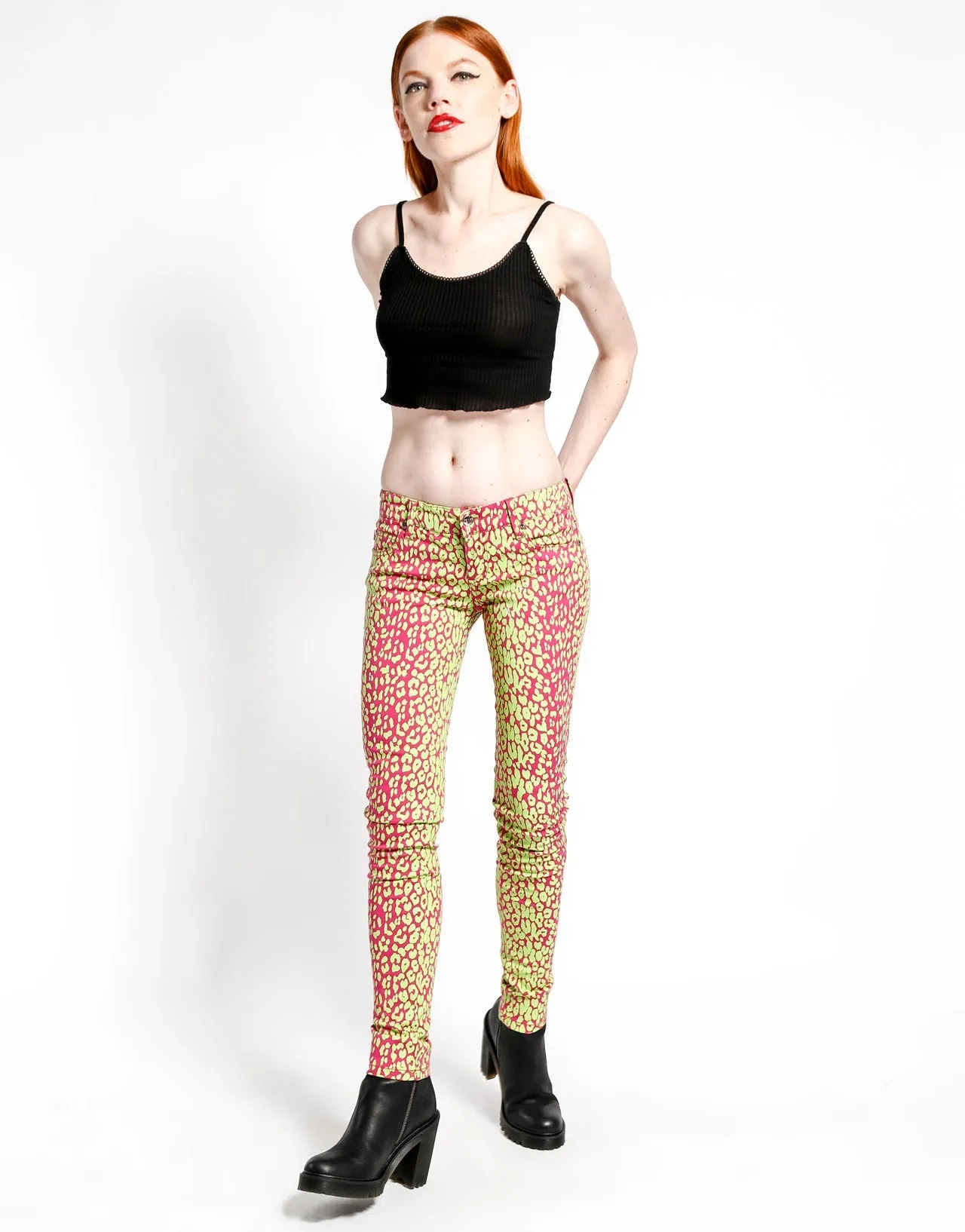 NEON LEOPARD PRINT SKINNY - LIME