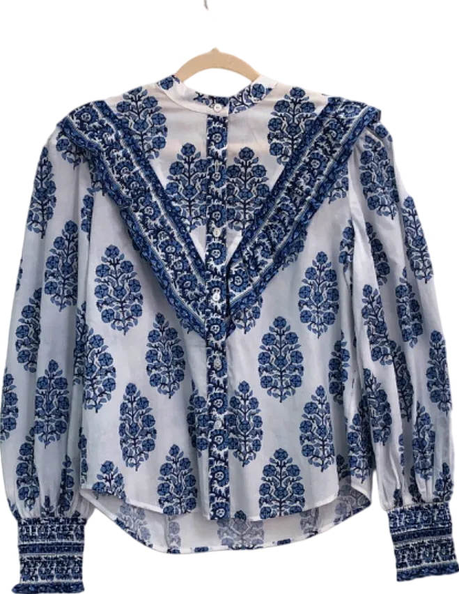 Neve & Noor Blue Tally Shirt in Indi Lapis UK S