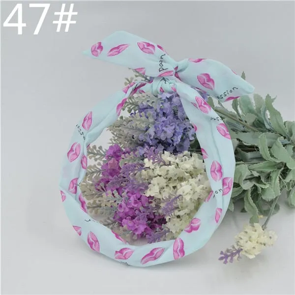 New chiffon floral colorful cute bunny ear rabbit ear metal wire DIY bow headband sequin hairbands large bow clips 76 color