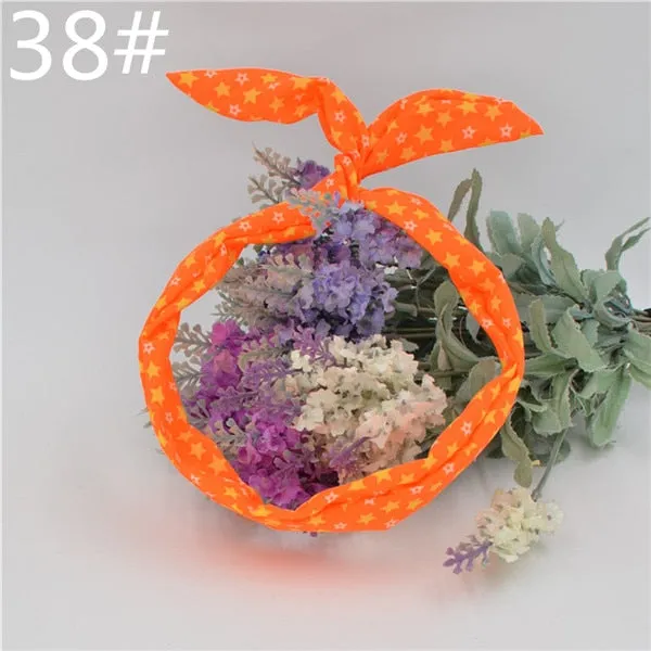 New chiffon floral colorful cute bunny ear rabbit ear metal wire DIY bow headband sequin hairbands large bow clips 76 color