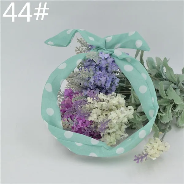 New chiffon floral colorful cute bunny ear rabbit ear metal wire DIY bow headband sequin hairbands large bow clips 76 color