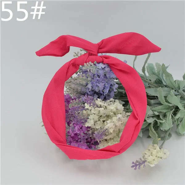 New chiffon floral colorful cute bunny ear rabbit ear metal wire DIY bow headband sequin hairbands large bow clips 76 color
