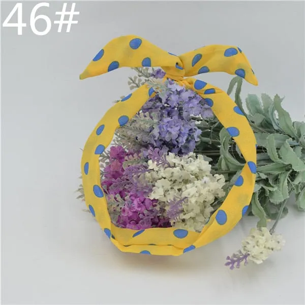 New chiffon floral colorful cute bunny ear rabbit ear metal wire DIY bow headband sequin hairbands large bow clips 76 color