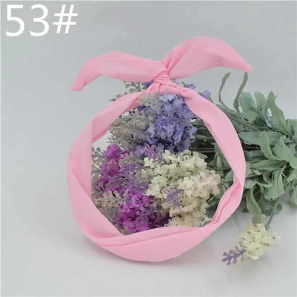 New chiffon floral colorful cute bunny ear rabbit ear metal wire DIY bow headband sequin hairbands large bow clips 76 color
