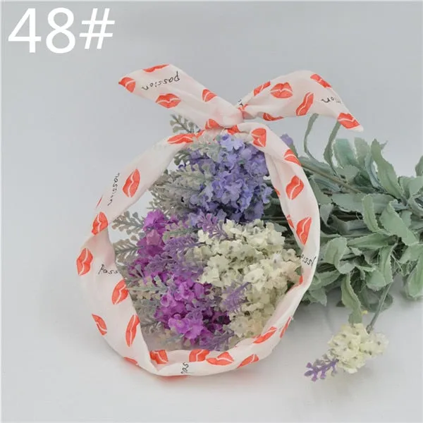 New chiffon floral colorful cute bunny ear rabbit ear metal wire DIY bow headband sequin hairbands large bow clips 76 color