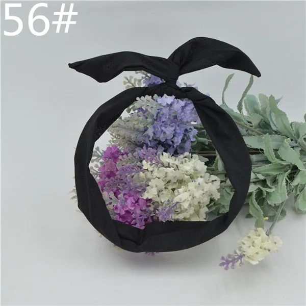 New chiffon floral colorful cute bunny ear rabbit ear metal wire DIY bow headband sequin hairbands large bow clips 76 color